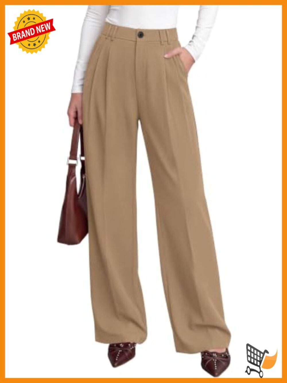 Wide Leg High Rise Palazzo Dress Pants Pleated Flowy Trousers